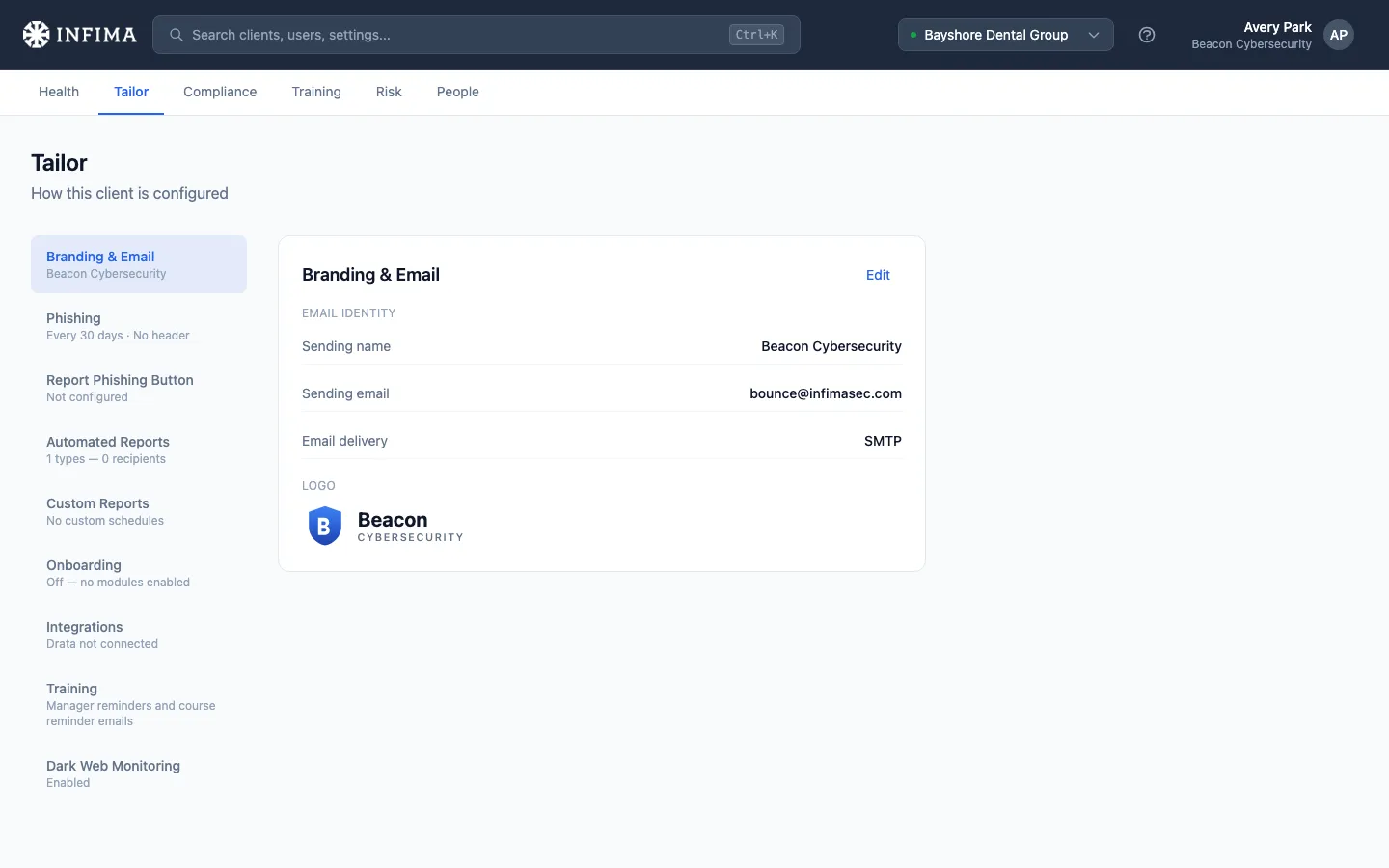 Tailor landing page